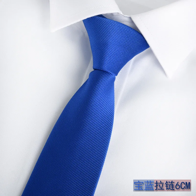 Blue Retro Silky Slim Necktie 1200 Needles Zipper Ties Korean Style Simple Elegant All-match Trendy Good Quality