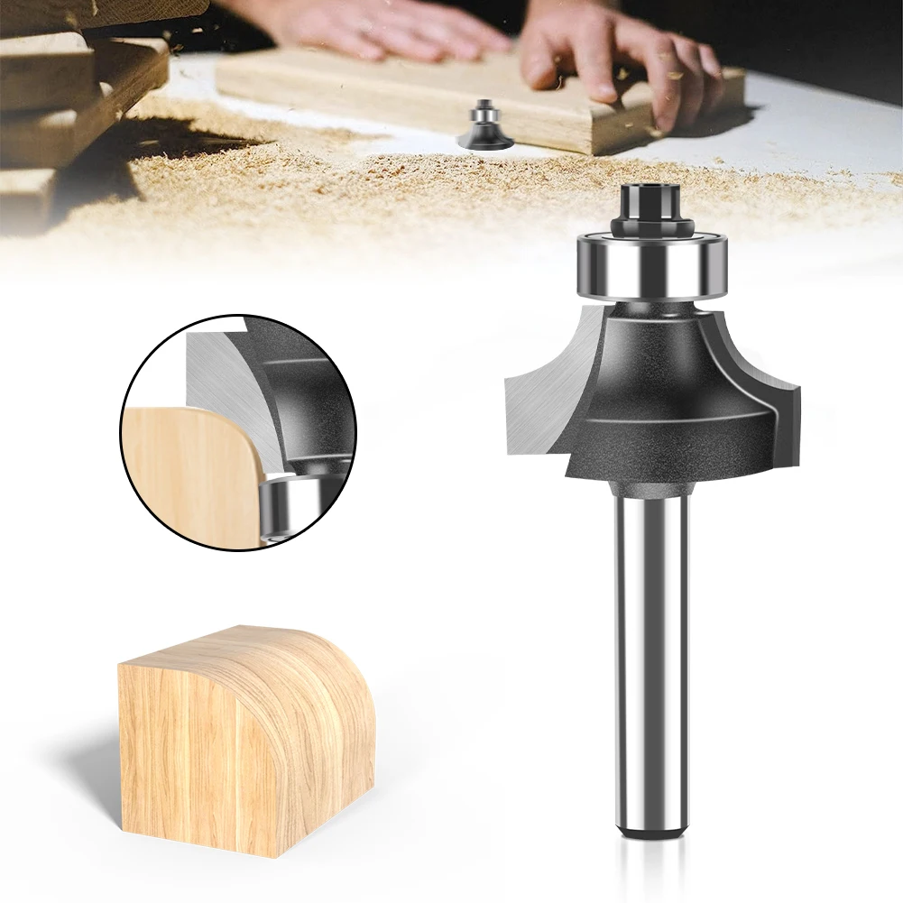 Haste Canto Redondo Sobre Router Bit, Cortador De Carboneto De Tungstênio, 1,4 & 6mm, BearingMilling Cutter para Madeira, Carpintaria