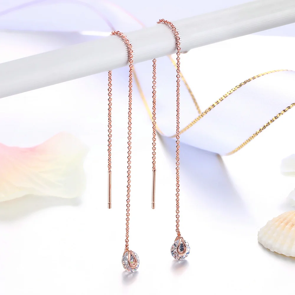 Hot Sale Fashion Cubic Zirconia Rose Gold Color/Silver Color Drop Earrings For Women Party Jewelry DWE549