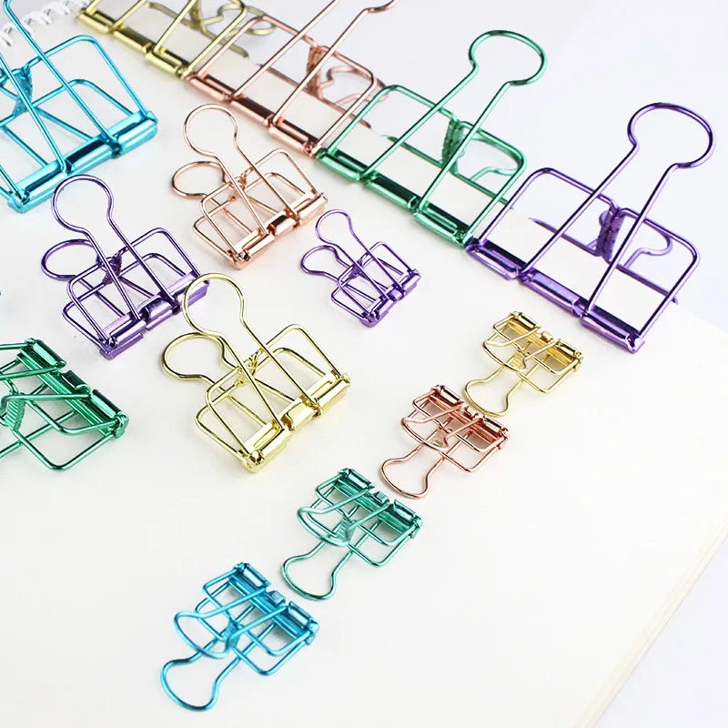 Luxury high quality 19mm 32mm 51mm Multicolor Metal Binder Clip Clamp Paper Bookmark Clips Student School Office Supplies