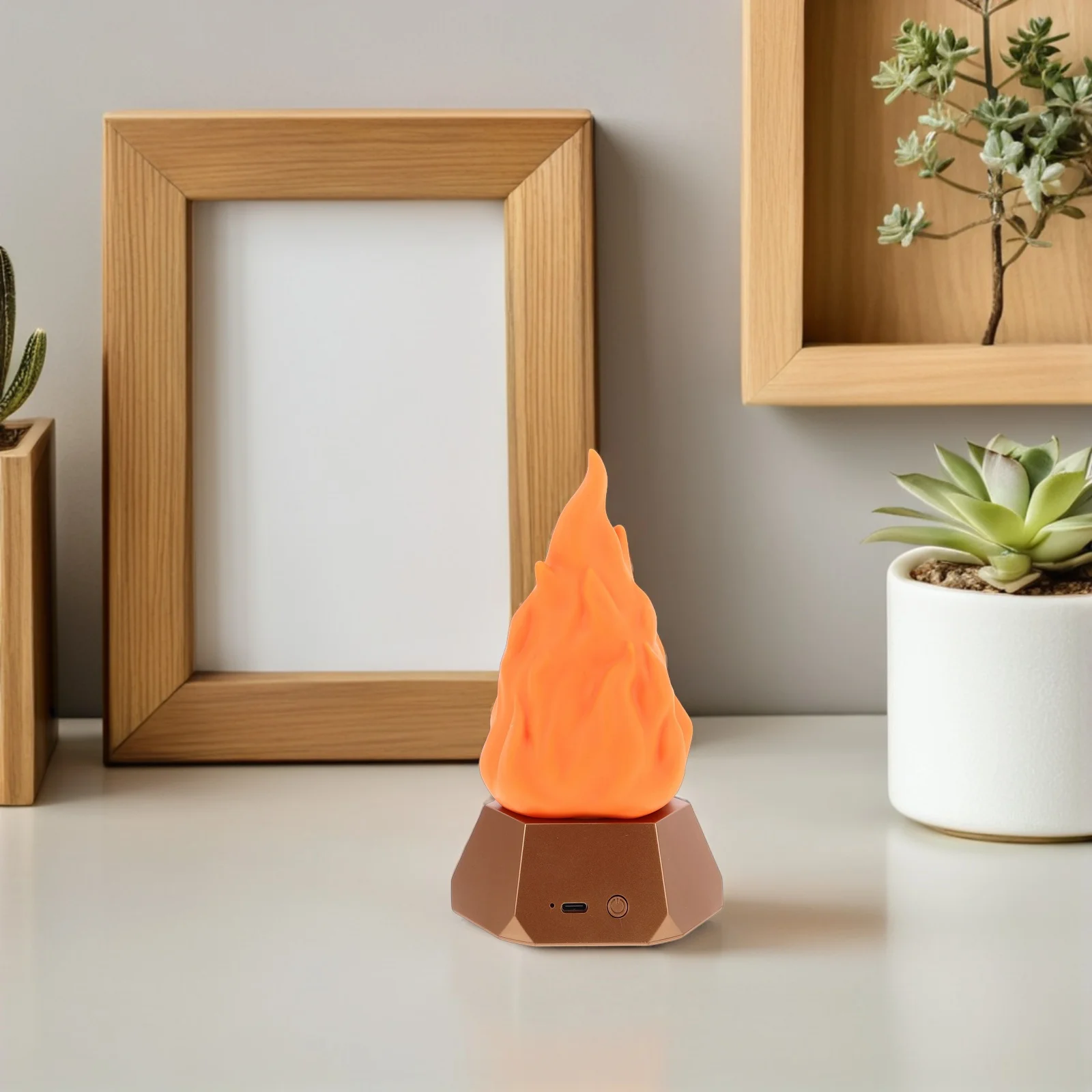 Lámpara de fuego falso, luz de llama LED de 3 modos, recargable por USB, llama parpadeante sin llama, luz nocturna para fogata para interiores y exteriores