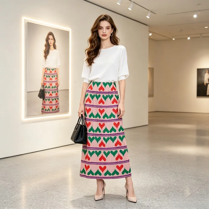 Miyake Pleated Skirt for Women Summer 2026 New Thin Style Japanese Casual Fashion Versatile Straight Pleated Mid-Length Skirt