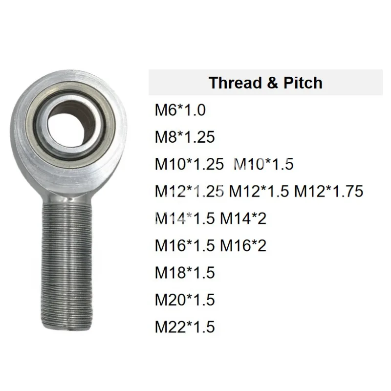 Heavy Duty Chrome Single Ball M16 Metric Threaded Rod End Bearing Heim Fitting