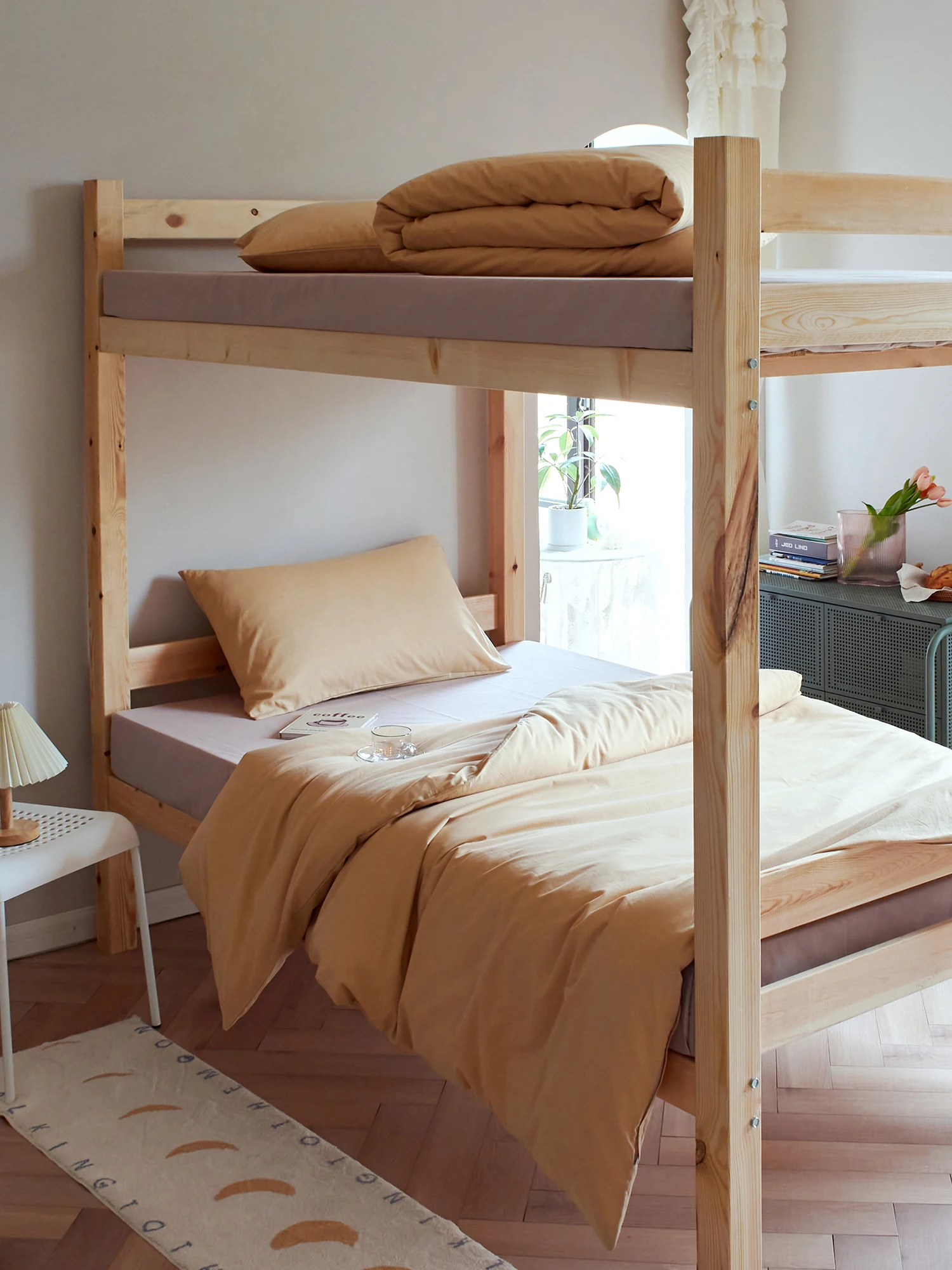 

aremily Waed Cotton Bedding Set Tee-Piece Dormi Student Full Cotton eet Cover Pure Color Bedding Accories