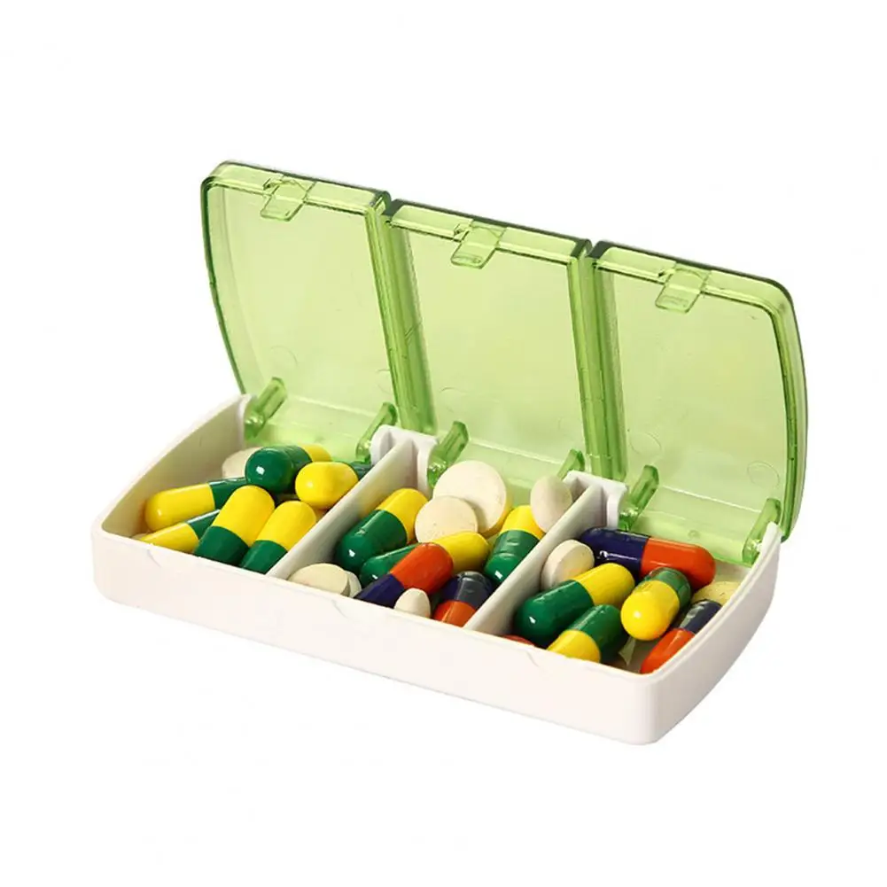 3-Grid Pill Dispenser Transparent Lid Moisture-proof Storage Box Jewelry Capsule Container Pill Box Case