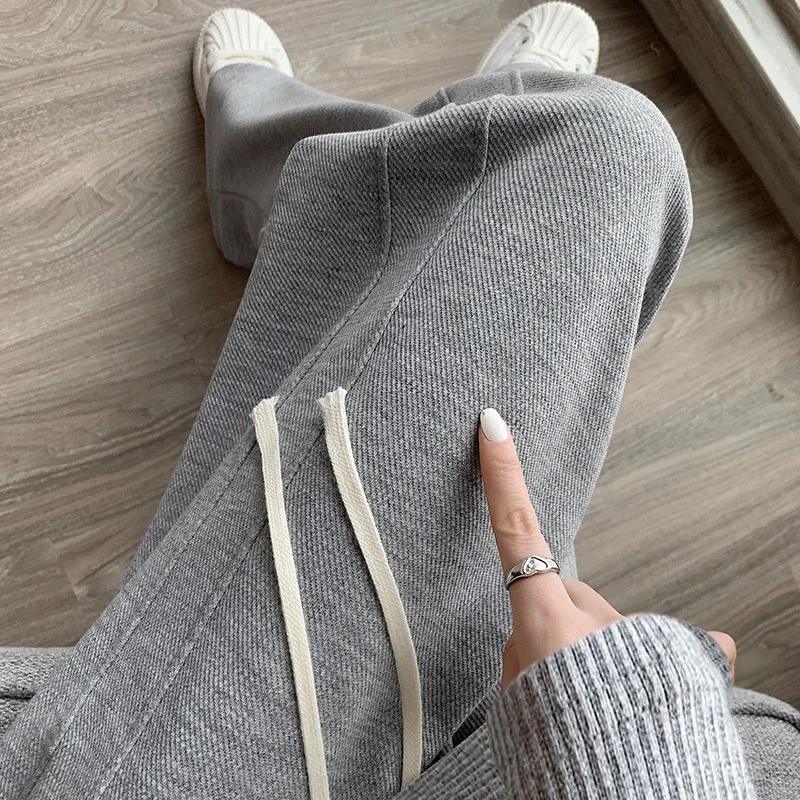 

Gray Wide Leg Sport Pants Women's plus Size High Waist Loose Fit Casual Trousers Spring 2026 New Style for Plump Ladies
