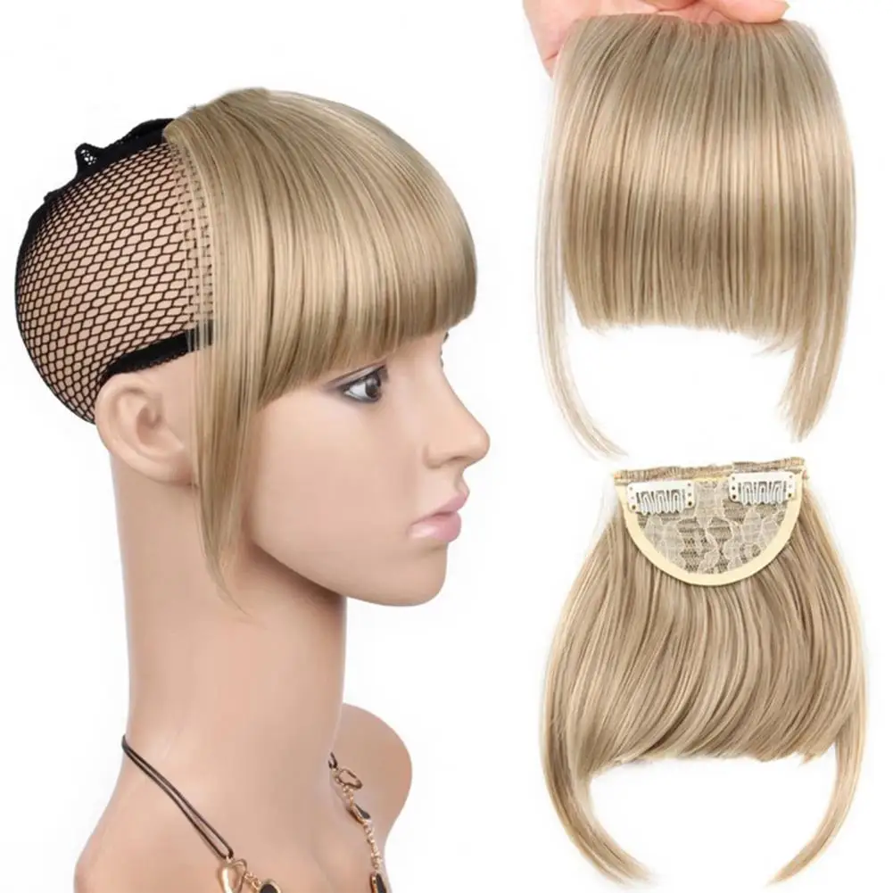 Fake Blunt Bangs Fluffy Smooth Soft Seamless Elegant Women Front Fringe Air Bangs High Temperature Fiber Clip-In Full Bangs