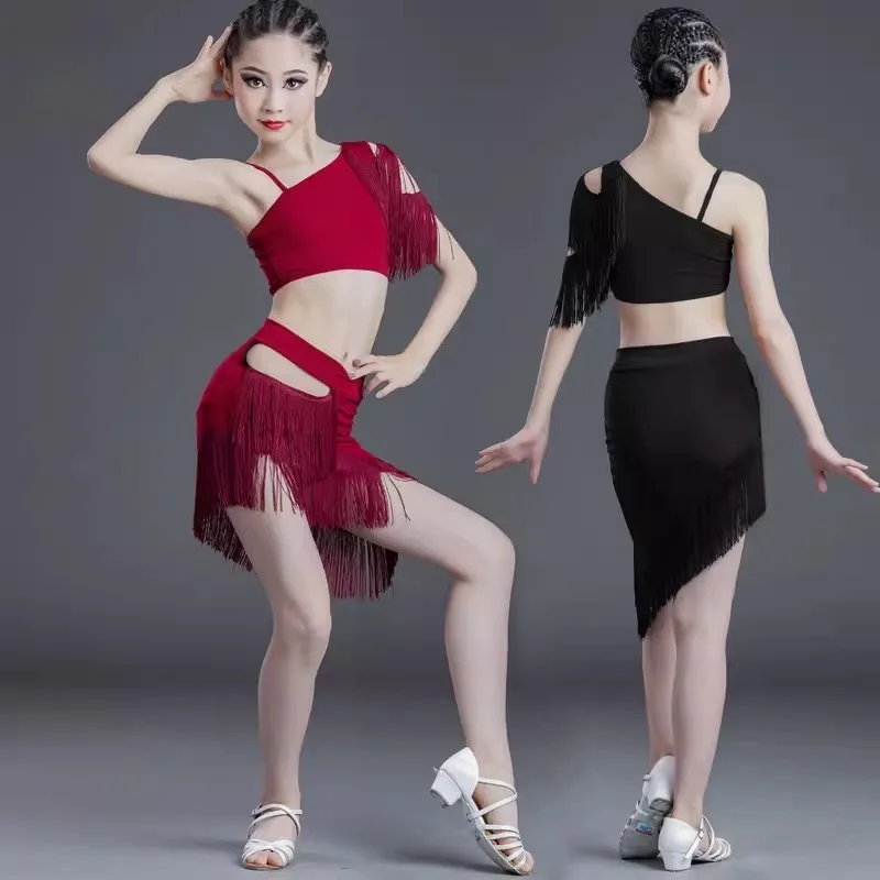 

Girls Backless Latin Dance Dress Kids Trendy Style Professional Standard Competition Practice Costume Suitable for performances