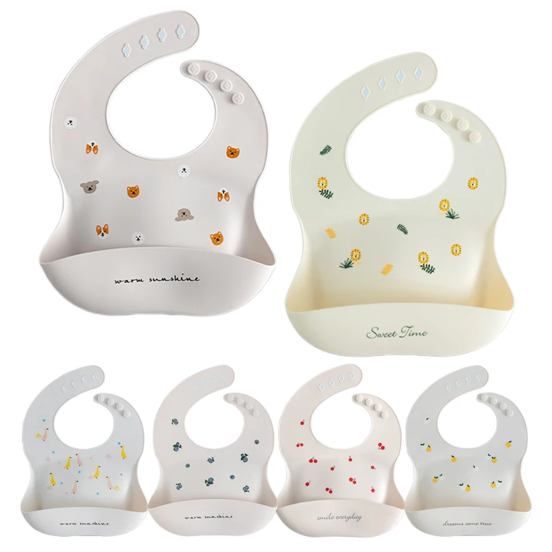 

Baby Silicone Bibs Toddler Lunch Apron Kids Girl Boys Waterproof Saliva Solid Feeding Bib BPA Free Baby Silicone Bib Soft Aprons