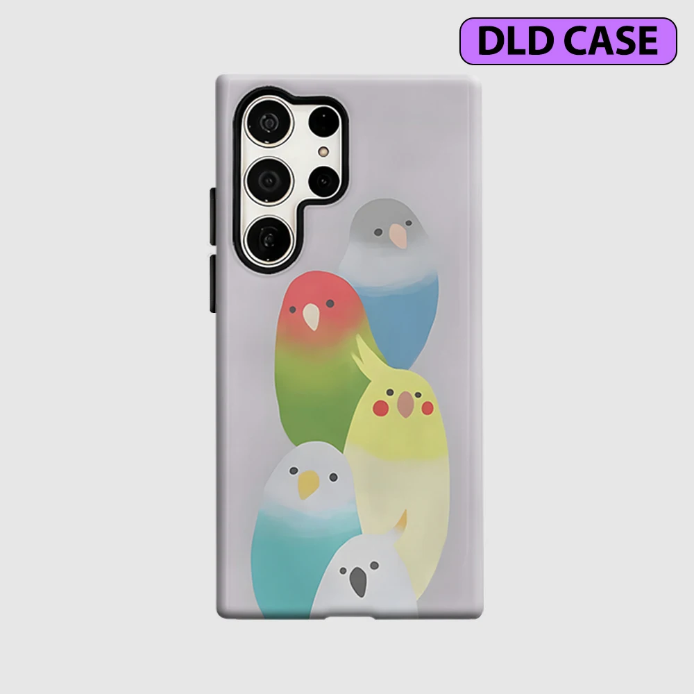 Bird Stack Phone Case for Samsung Galaxy S26 S25 Ultra S24 S23 Ultra Plus Shockproof Double Layer Tough Back Cover