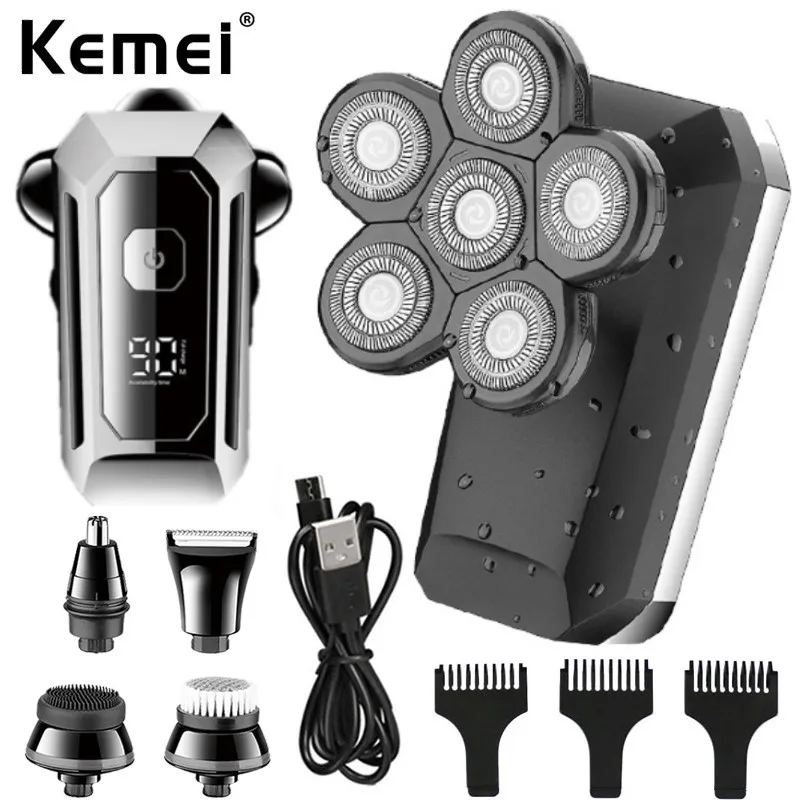 IPX7 All in One Electric Razor Kimie Rotary Shaver Kimi Nose Cutter Mens Multi Grooming Hair Kemei 5in1 Cutting Machine 5 Watt W