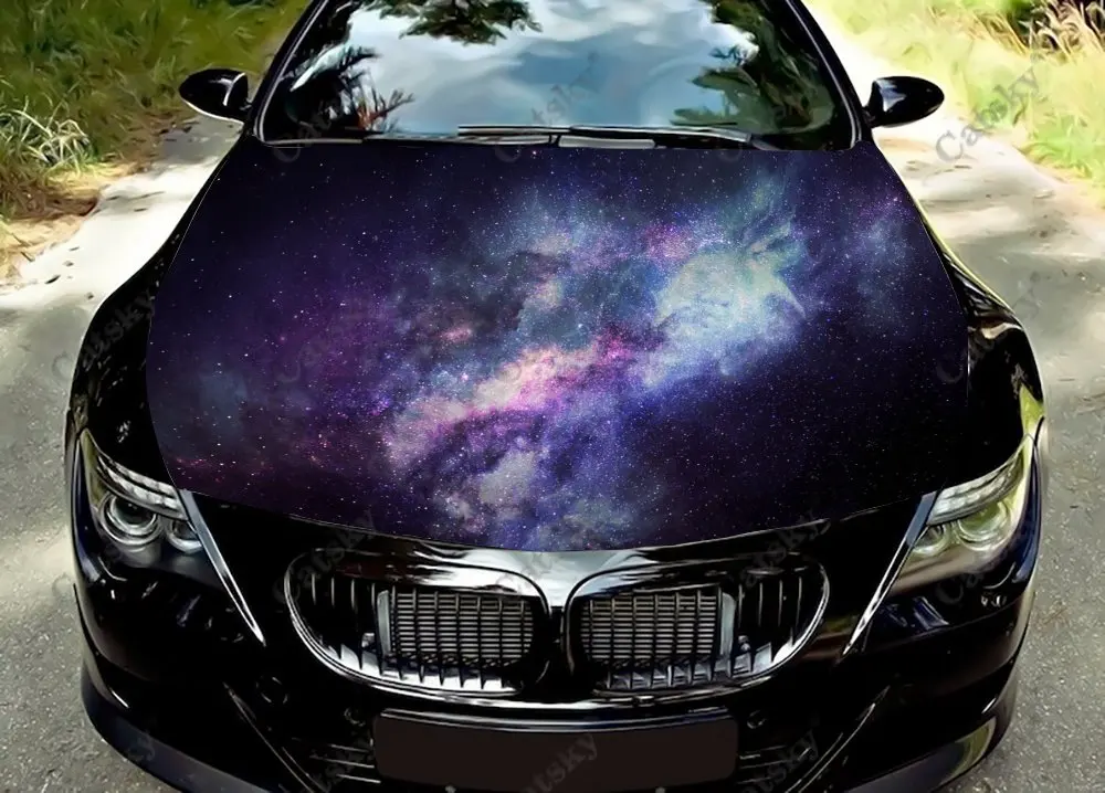 Cosmic Starry Night Car Hood Protect Vinly Wrap Sticker Decal Auto Accessories Decor Protect Engine Cover for Off-road Pickup