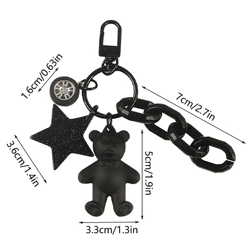 Cartoon Bow Tie Bear Key Chain Love Pentagram Pendant Key Ring Car Backpack Charms Decoration Bag Accessories