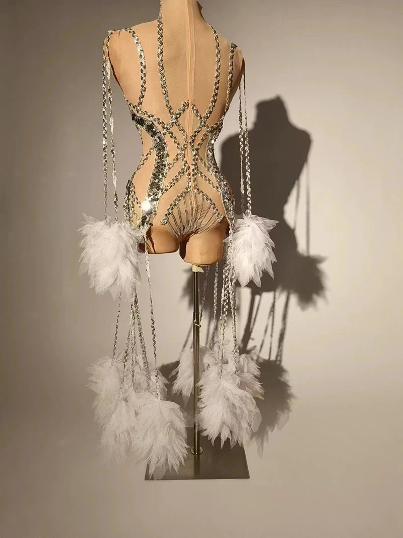 Body cekinowe z frędzlami, strój do tańca Gogo, damski kostium do tańca jazzowego, strój drag queen, ubranie na imprezę rave VDB7606