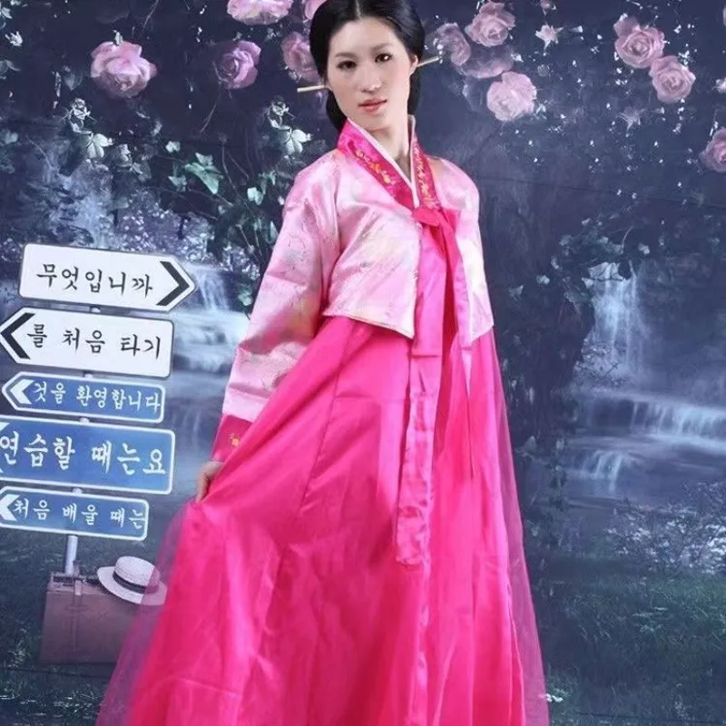 

Традиционный корейский костюм ханбок для женщин, наряд для выступлений в стиле «Цветочный дворец», для Нового года, свадеб, вечеринок, танцев, 2026 год