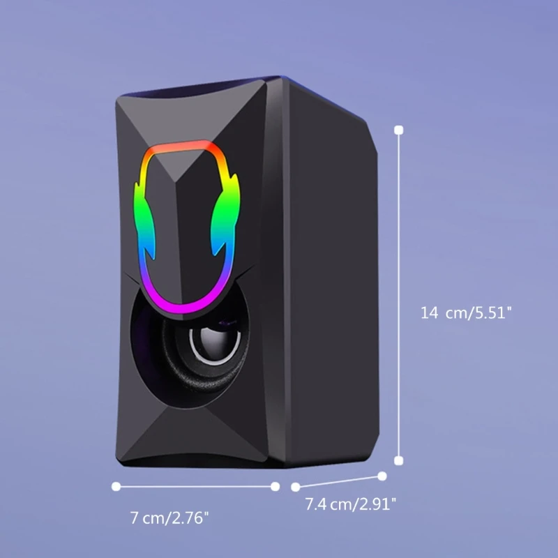 USB-Lautsprecher, 3,5-mm-Anschluss, Desktop-Stereo-Sound, Musik, RGB-Licht, Spiellautsprecher K1KF