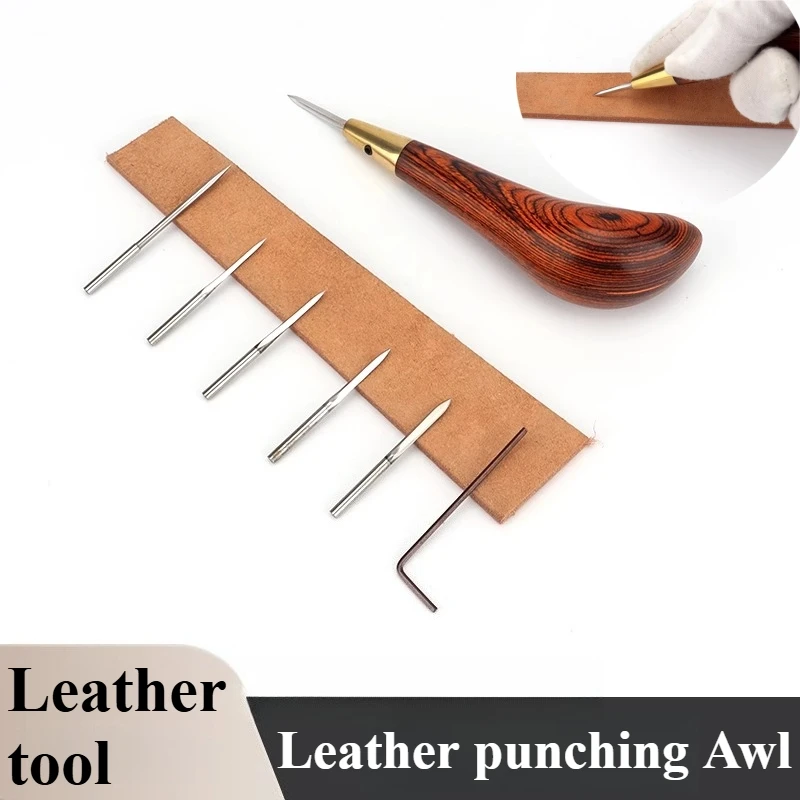 

Подходит для ручного шила с изогнутой ручкой, сменные головки инструментов, сделай сам, изделия из кожи, ручная прошивка, инструмент для пробивания отверстий с резьбой