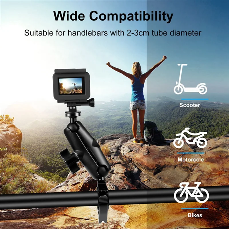 สําหรับกล้องกีฬา GoPro รถจักรยานยนต์/จักรยาน Handlebar Mount มัลติฟังก์ชั่นและสะดวกขี่เปลี่ยน PU908B-BTFL