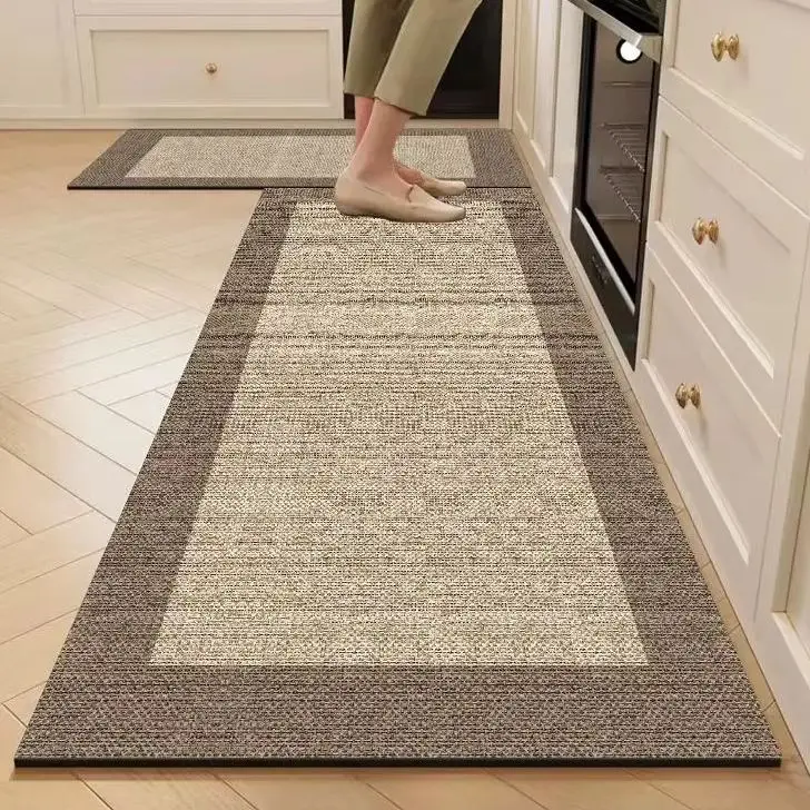 

Легкий роскошный кухонный коврик с абстрактным геометрическим узором, толщиной 3,5 мм, с амортизирующей подложкой, тканевая поверхность, губчатый, впитывающий, нескользящий.