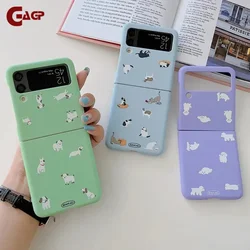 For Samsung Galaxy Z Flip 7 FE Cartoon Cat Dog Pattern Case For Samsung Galaxy Z Flip 7 6 5 4 3 Cute Duck Shockproof Cover