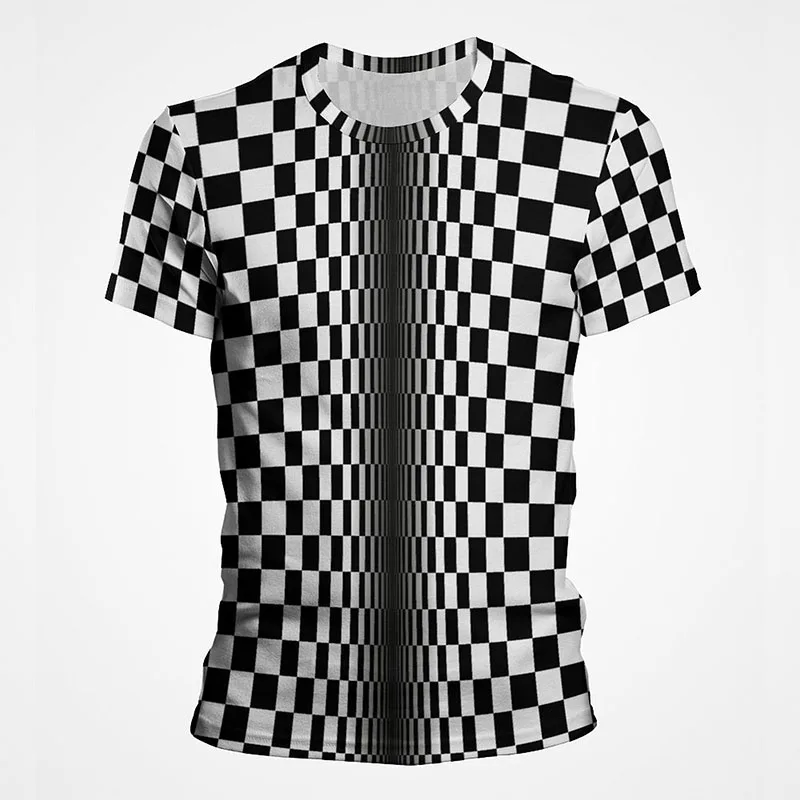 

Artistic Illusion Black White Graphic T Shirts Optical Illusion 3D Printed T Shirt For Men Trend Personality Streetwear Clothes