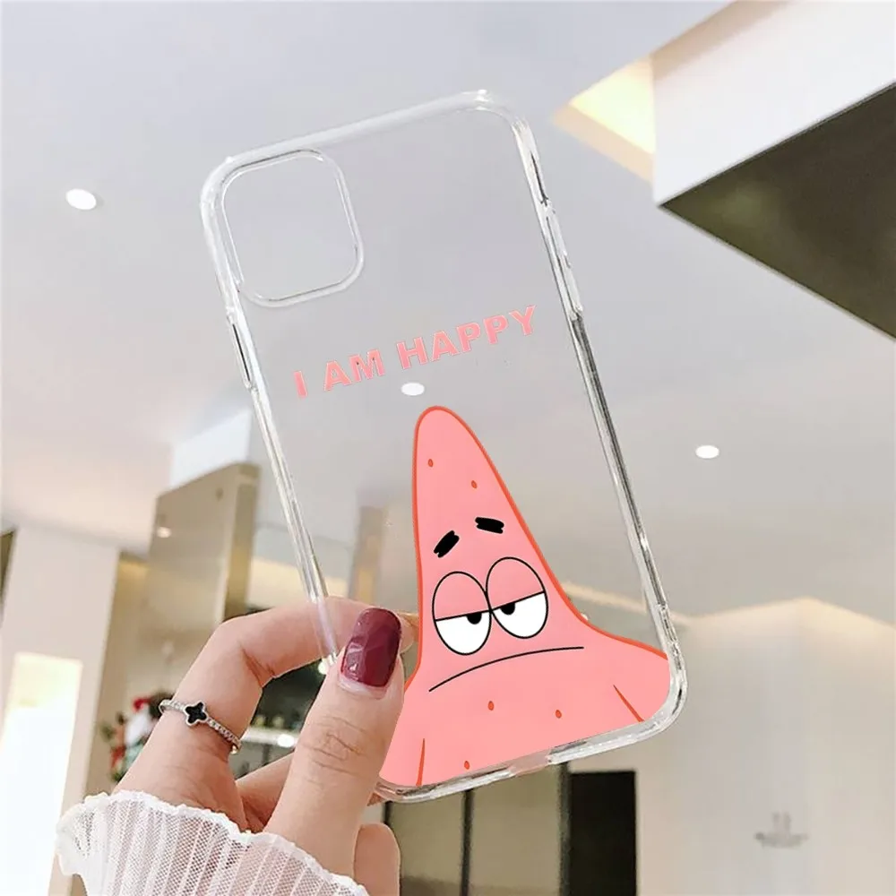 Cartoon-s-SpongeBobseer Phone Case For Iphone 15 11 13 14 Pro Max 7 8 Plus X Xr Xs Max Se2020 12mini Transparent Cover image 4