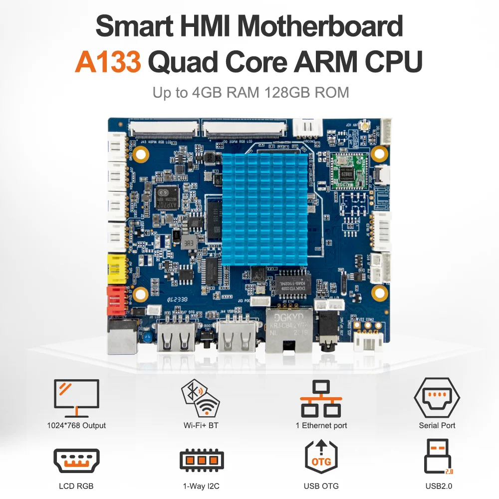 H-A133R Allwinner A133 Placa base de desarrollo SBC 4GB RAM 128GB ROM con puerto serie para señalización digital táctil interactiva