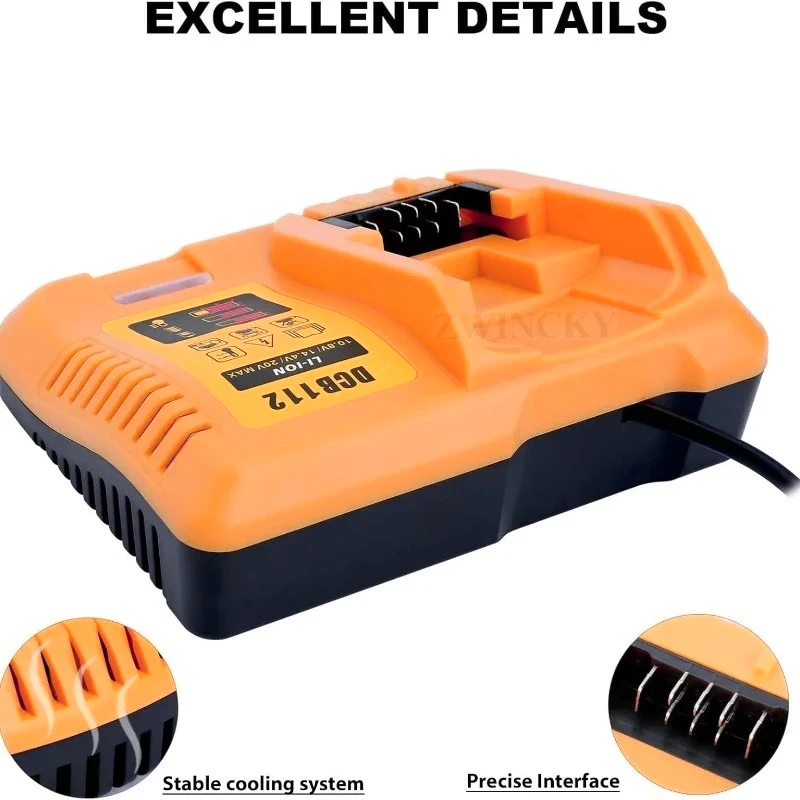 

DCB112 Battery Charger Replacement for Dewalt，10.8V 14.4V 18V 20V Lithium-Ion Battery DCB206 DCB205 DCB204 DCB203 DCB201 DCB120