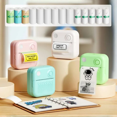 Nueva impresora de pegatinas fotográficas, impresora de etiquetas de cocina, batería de 1200mAh, Mini impresoras inteligentes Bluetooth tipo C para teléfono iOS y Android