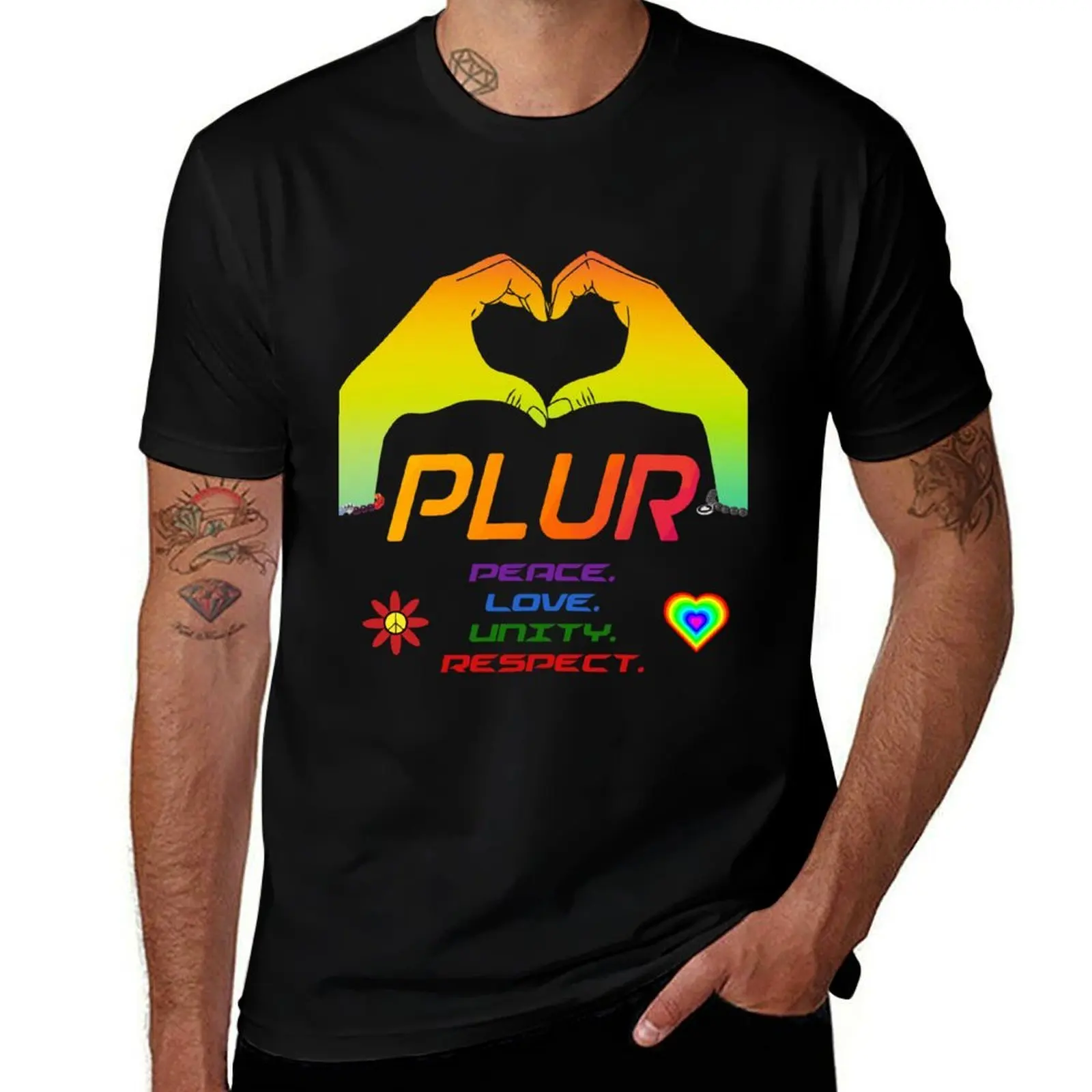 

Plur Peace Love Unity Respect T-Shirt funny meme t-shirts summer tops gifts for boyfriend plus size men clothing