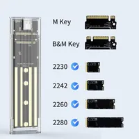 M.2 NVME PCIe NGFF SATA SSD Case USB3.1 Gen1 10Gbps TypeC Transparent SSD Enclosure External SSD Adapter for 2230/2242/2260/2280