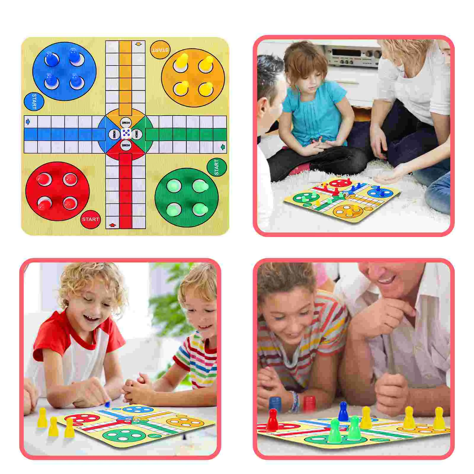 Portable Ludo Chess Set Travel Toy Flying Floor Mat Vulcanized Rubber Cloth Chessboard Toys