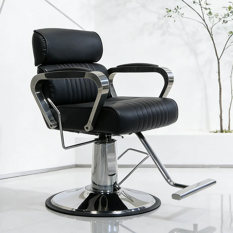 kr-Modern Salon Furniture Round Base Hairdressing Styling Chair Luxury Adjustable Tilting Shaving Barber Chair for Women！