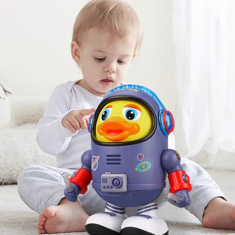 Children\'s Space Duck Dancing Robot with Light Music Cartoon Funny Walking Musical Educational Toys Christmas Gifts for Boy Girl