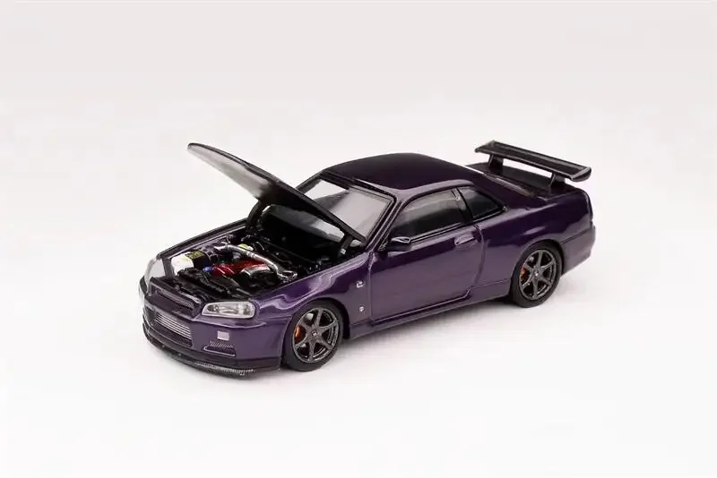 

MH Motorhelix 1:64 R34 V-Spec Opening Hood Purple Die-Cast Car Model Collection Miniature