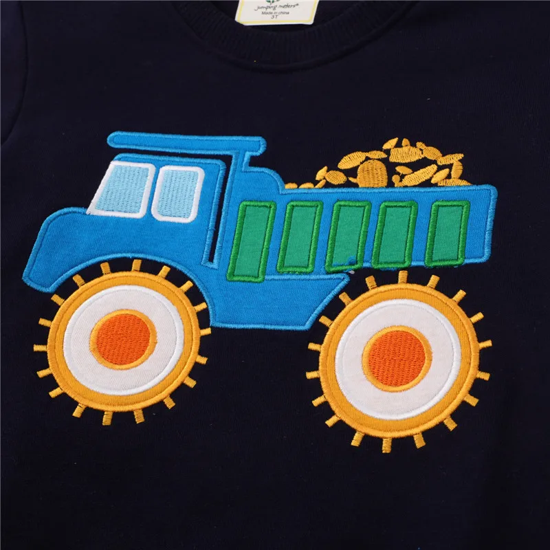 Jumping Meters New Arrival Cartoon Cars Embroidery Autumn Boys Sweatshirts Long Sleeve Baby Clothes Hot Selling Kids Shirts