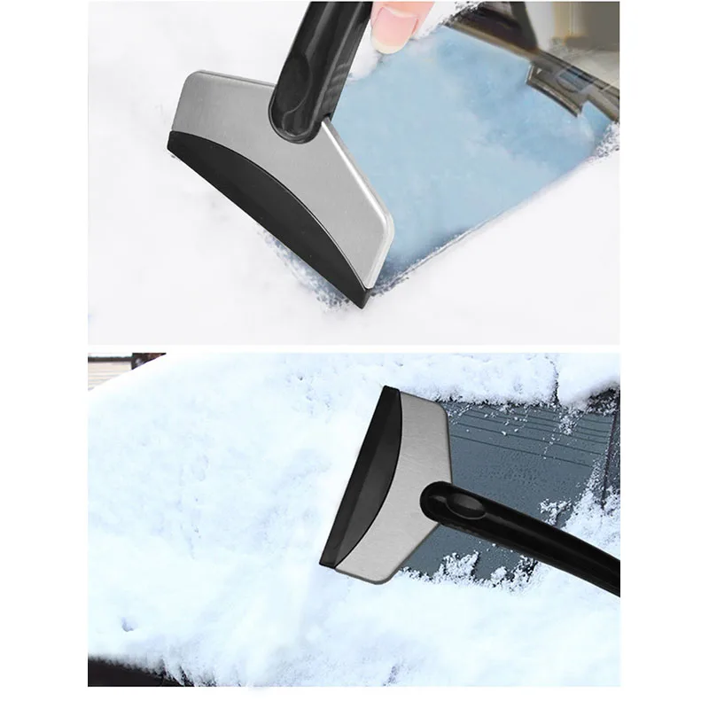 Pala de nieve de acero inoxidable para automóvil, herramienta de limpieza para descongelación de parabrisas automático, accesorios de invierno