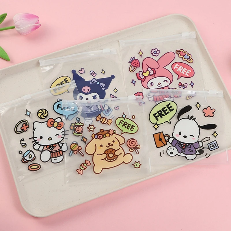 Bolsa de almacenamiento Kawaii Sanrio con cierre hermético, bolsas de embalaje para aperitivos, galletas de azúcar, a prueba de polvo, 10 piezas