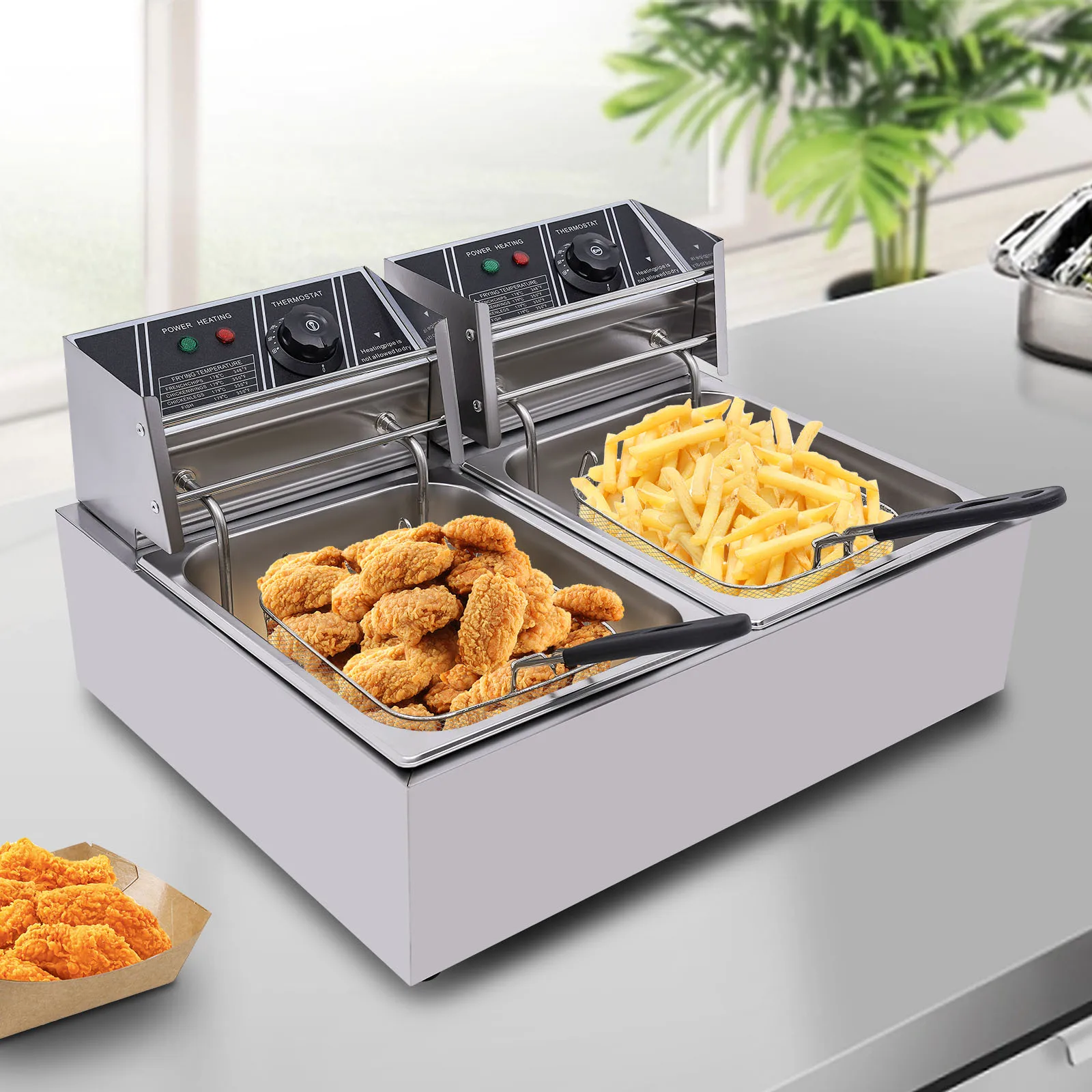 Bild 7: 3,2 kW 12 l Einzylinder-Fritteuse, elektrische Ein-Tank-Fritteuse mit 2 Körben