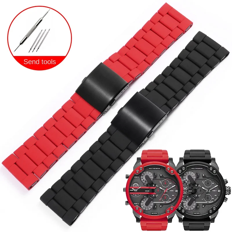 Silicone Bag Stainless Steel Watchband Adapts To Blade Warrior/Red Devil/Black Samurai Series Solid Stainless Strap 24/26/28mm