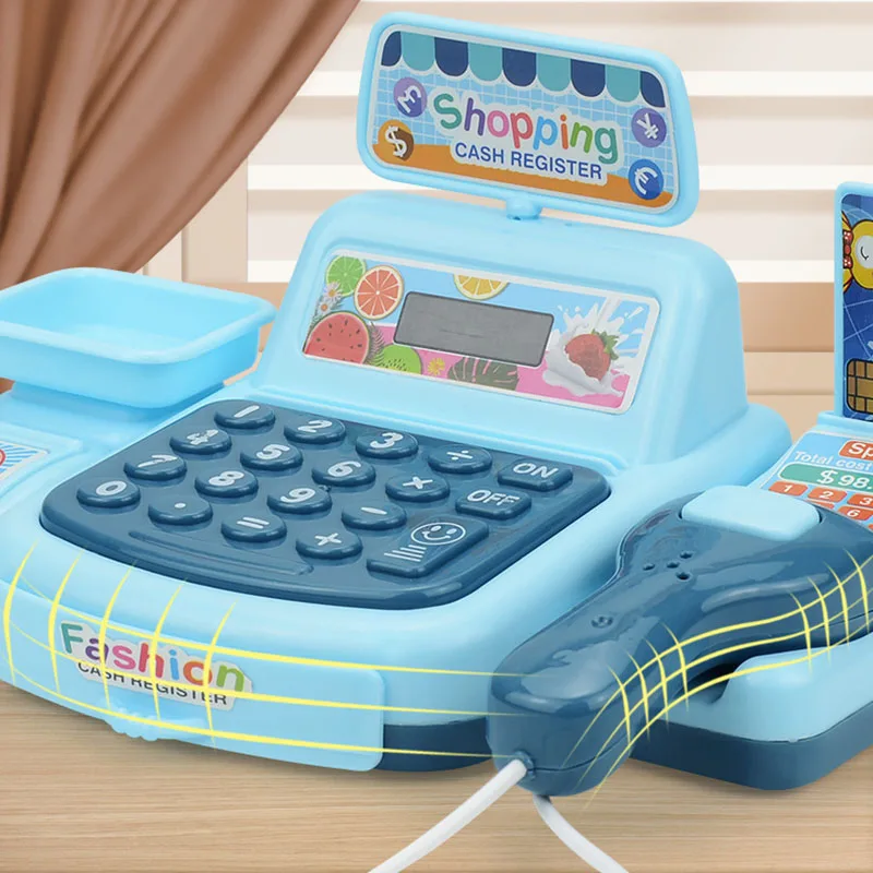 Mini Simulation Scanning Card Supermarket Cash Register Toys Interactive Children Plastic Cash Register Shopping Play House Toys