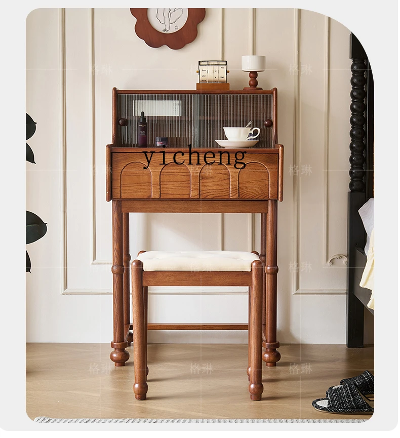 

YXY Solid Wood Dressing Table White Wax Wood Master Bedroom Small Apartment Makeup Table with Drawer