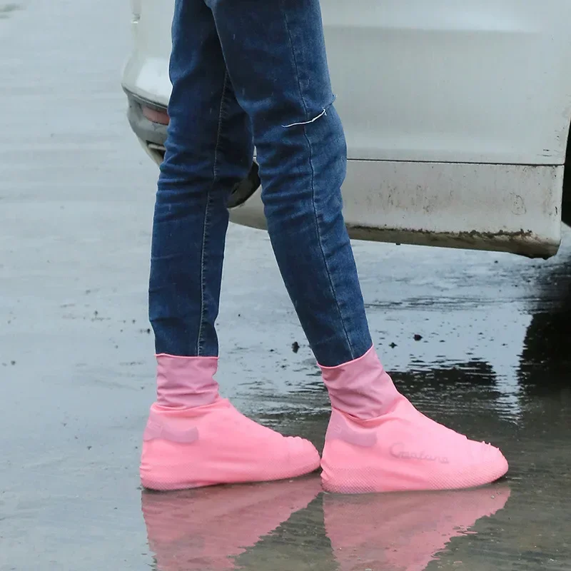 1 Pair Silicone Shoes Cover Thickening Material Shoes Protectors Boots Wear Resistant Water Proof Latex Cover Rainy Day Reusable