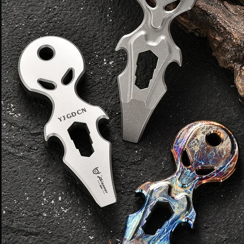 Titanium Alloy Mini EDC Small Tool Multifunctional Pry Bar Outdoor Camping Emergency Bottle Opener Pendant