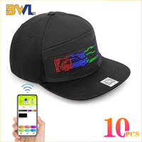 1-10PCS Programmable DIY Bluetooth Hat LED Display Curve Decorative Fabric Hat Party Evening Glowing Hat Atmosphere Hat