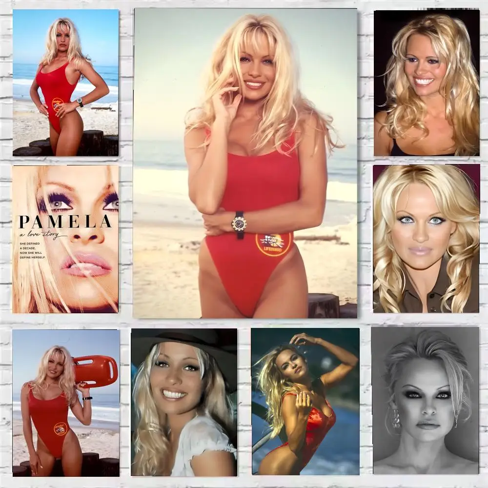 Póster de P-Pamela AndersonS, arte de pared adhesivo de calidad HD, Retro, para decoración de paredes de la habitación del hogar