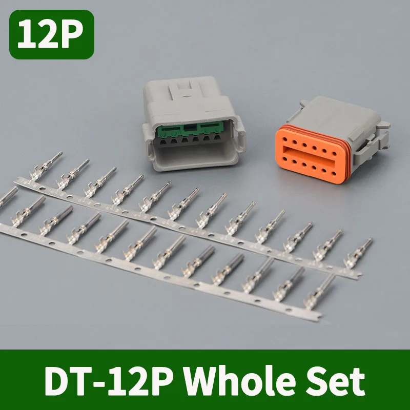 

5/10/100Sets 12 Pin Way Deutsch DT04-12P DT06-12S Waterproof Electrical Wire Connector 16-22 AWG DT Series Connector Male Female