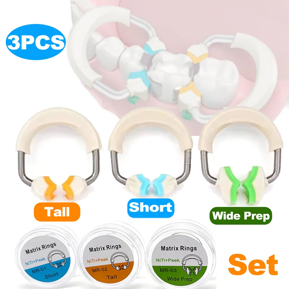 3Pcs/Set Dental Matrix System Kit NiTi Spring Clamping Ring Sectional Bands for Tooth Restoration Garrison Style Tools
