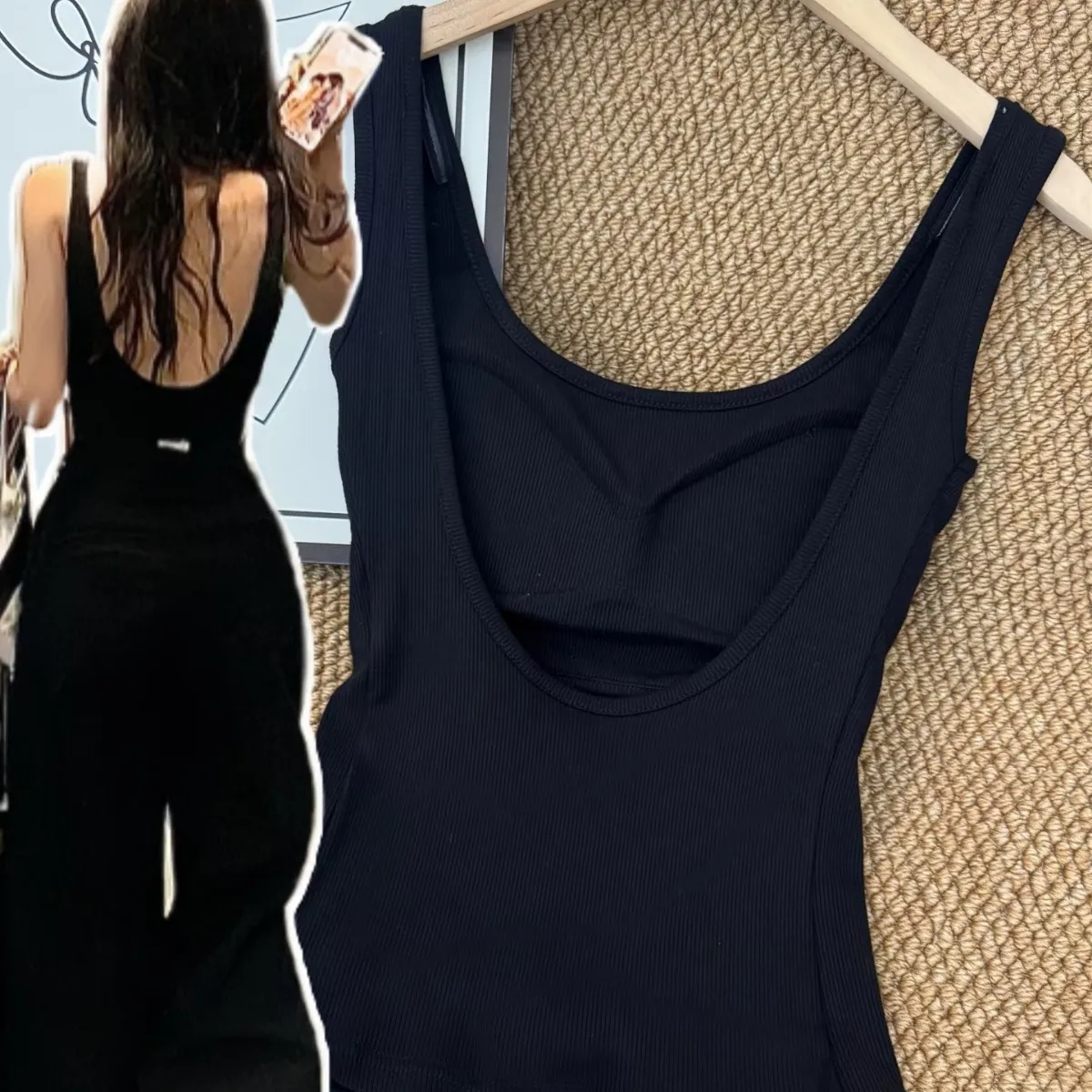 2026 New Women American Style Backless Camisole With Built-in Chest Pad Anti slip Big U Neck Slim Fit Casual Versatile Tank Top