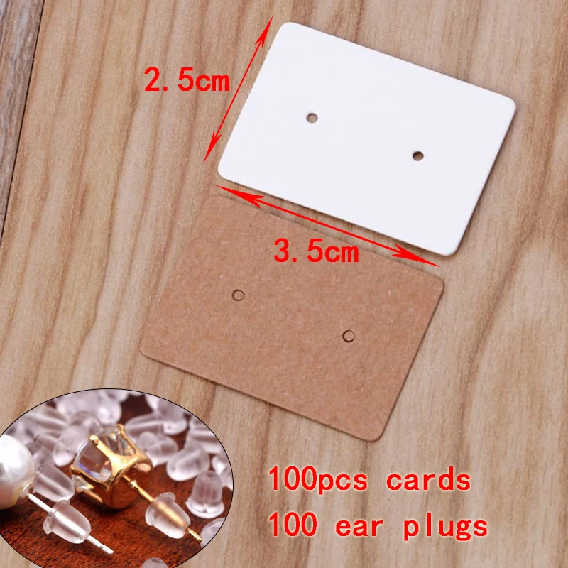 2.5x3.5cm Mini Paper Jewelry Card Earring Display Holder 100pcs Black Brown Kraft Packaging Earring Studs Drops Cards Custom